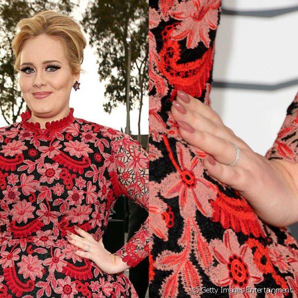 No Grammy Awards 2013, a cantora Adele usou batom e esmalte na mesma tonalidade de rosa